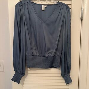 Joie Deep Blue Pleated Blouse